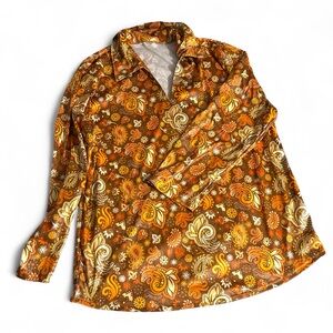 Spirit Brown and Orange Floral hippie top woman